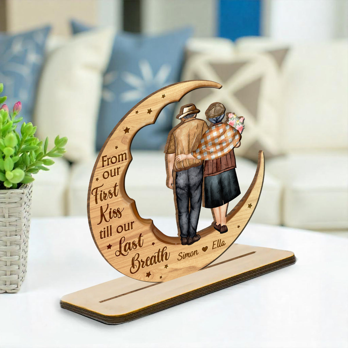 You And Me Together - Personalized Custom 2-Layer Wood Plaque With Flat Base
