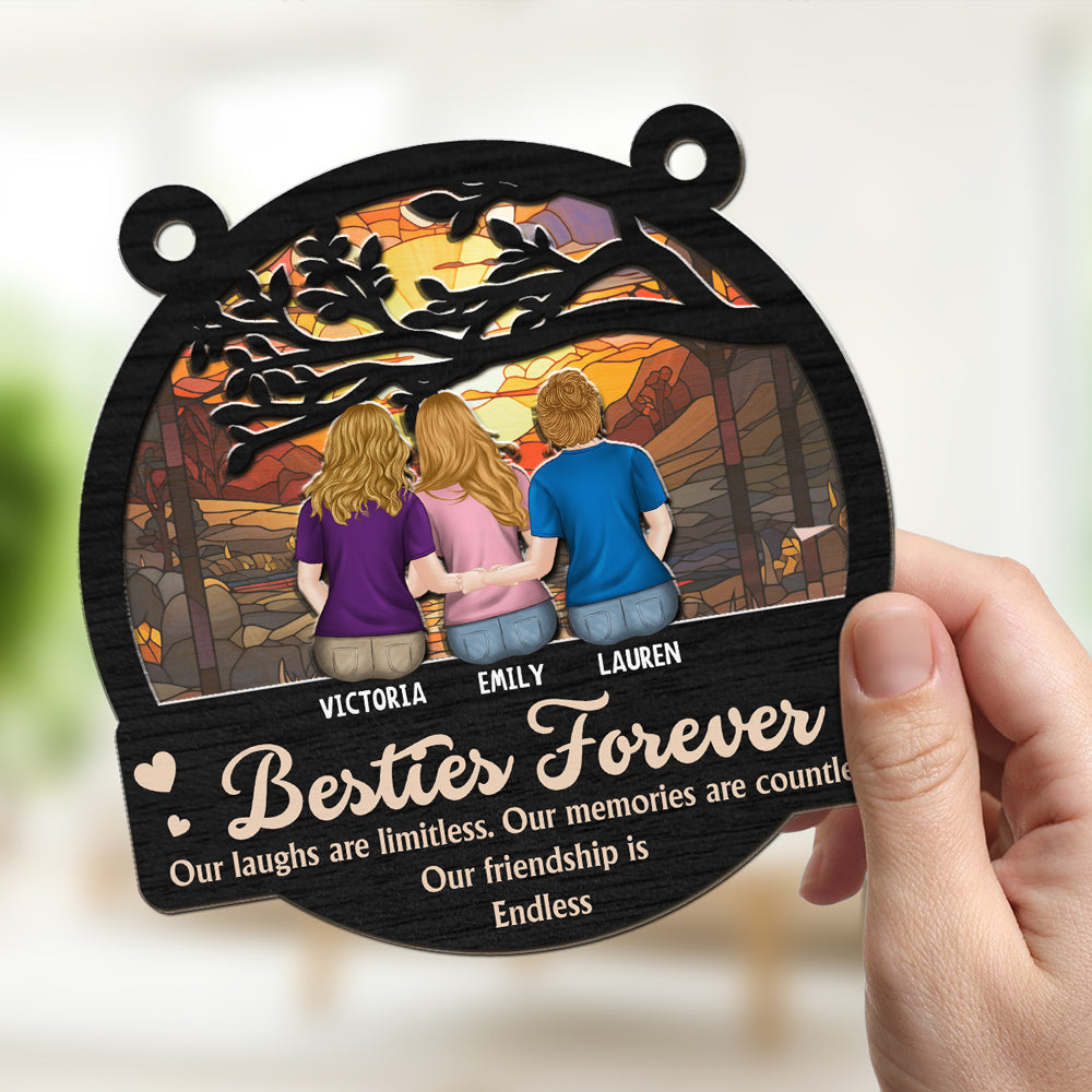 Bestie Love Never Ends - Personalized Custom Suncatcher