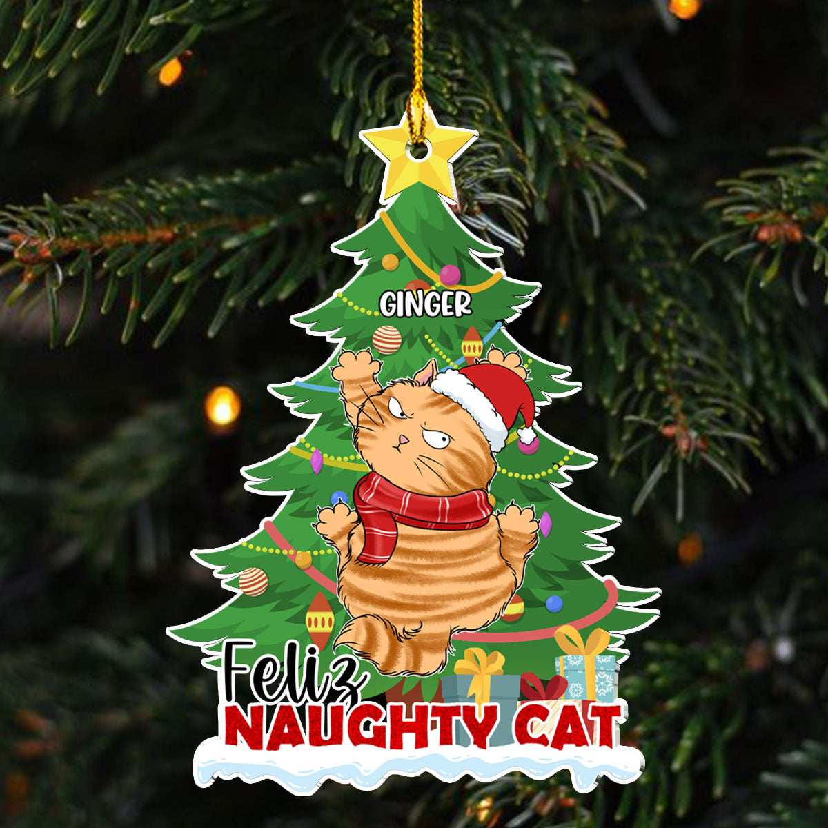 Naughty Cat Christmas - Personalized Custom Acrylic Ornament