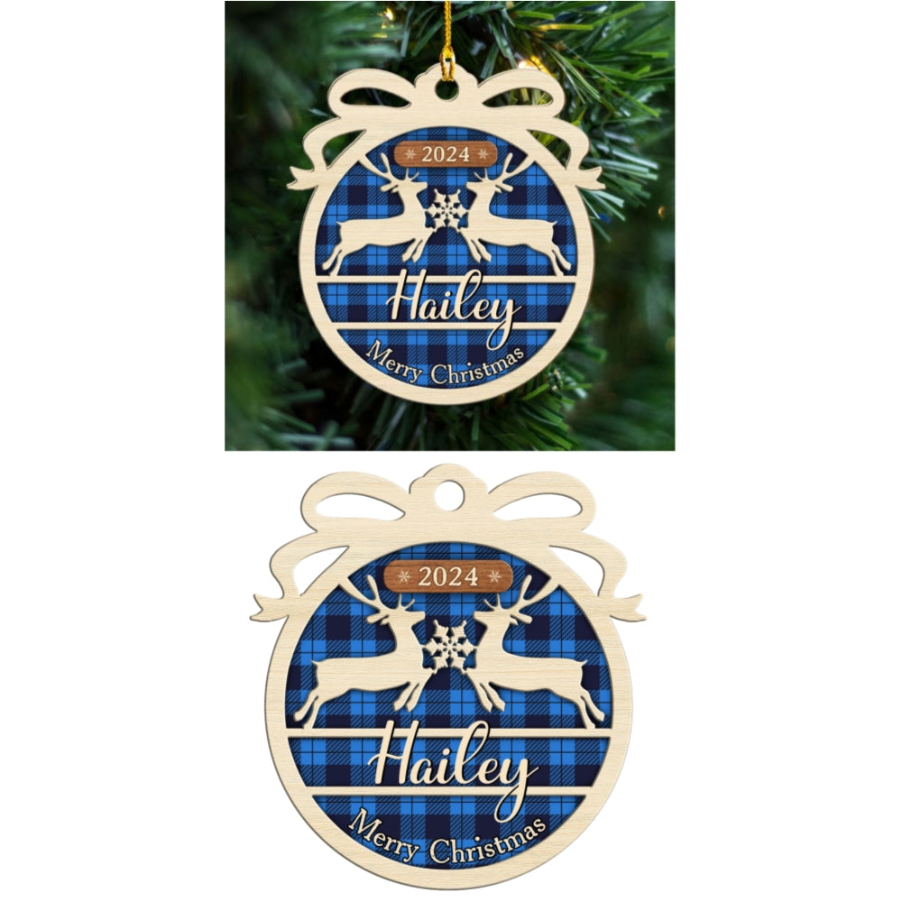 Merry Christmas 2024 - Personalized Custom Wood Ornament