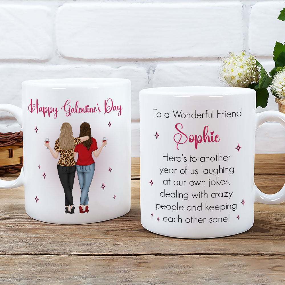 Galentines Valentines Besties - Personalized Custom Coffee Mug