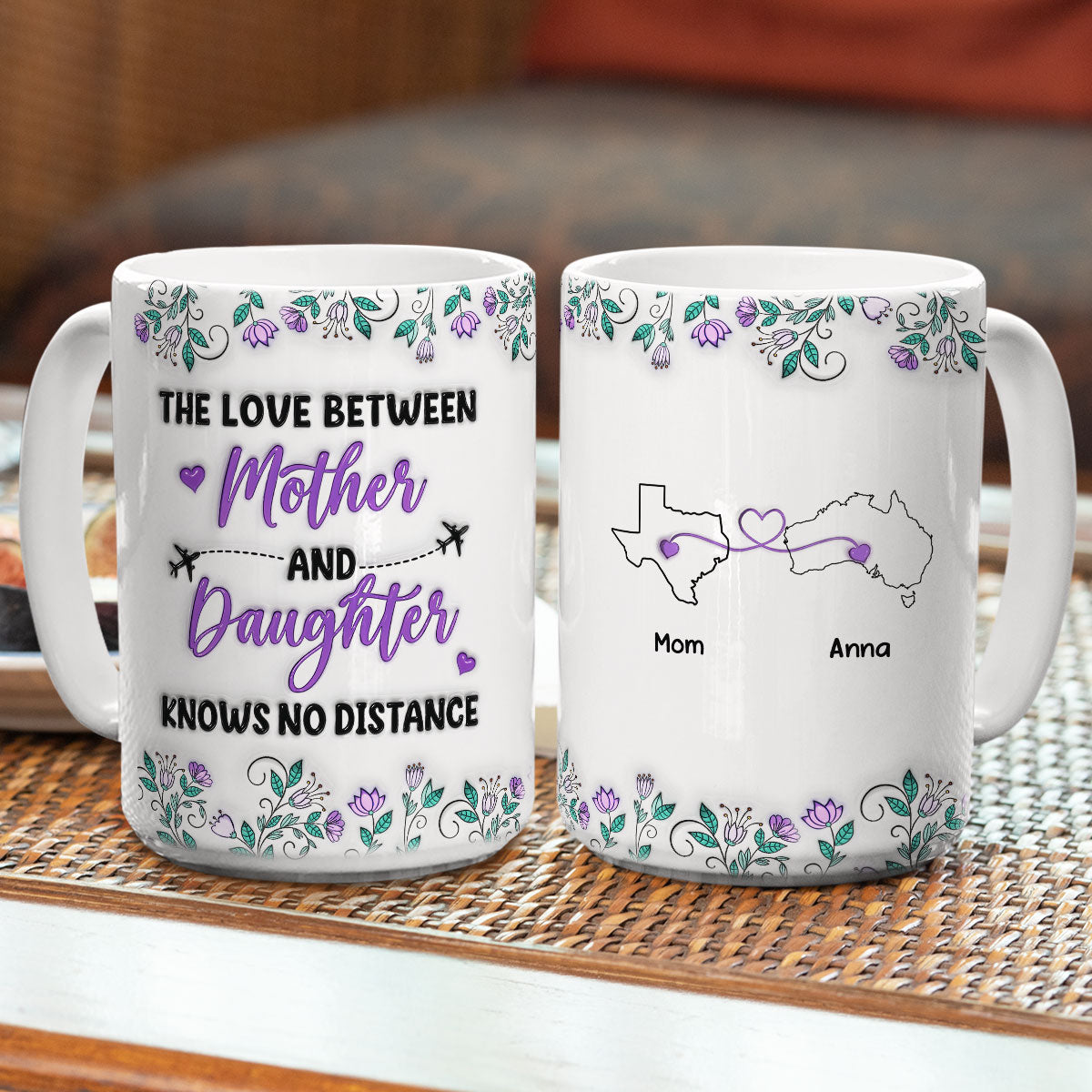 Mother And Daughter Know No Distance - Personalized Custom 3D Inflated Effect Mug