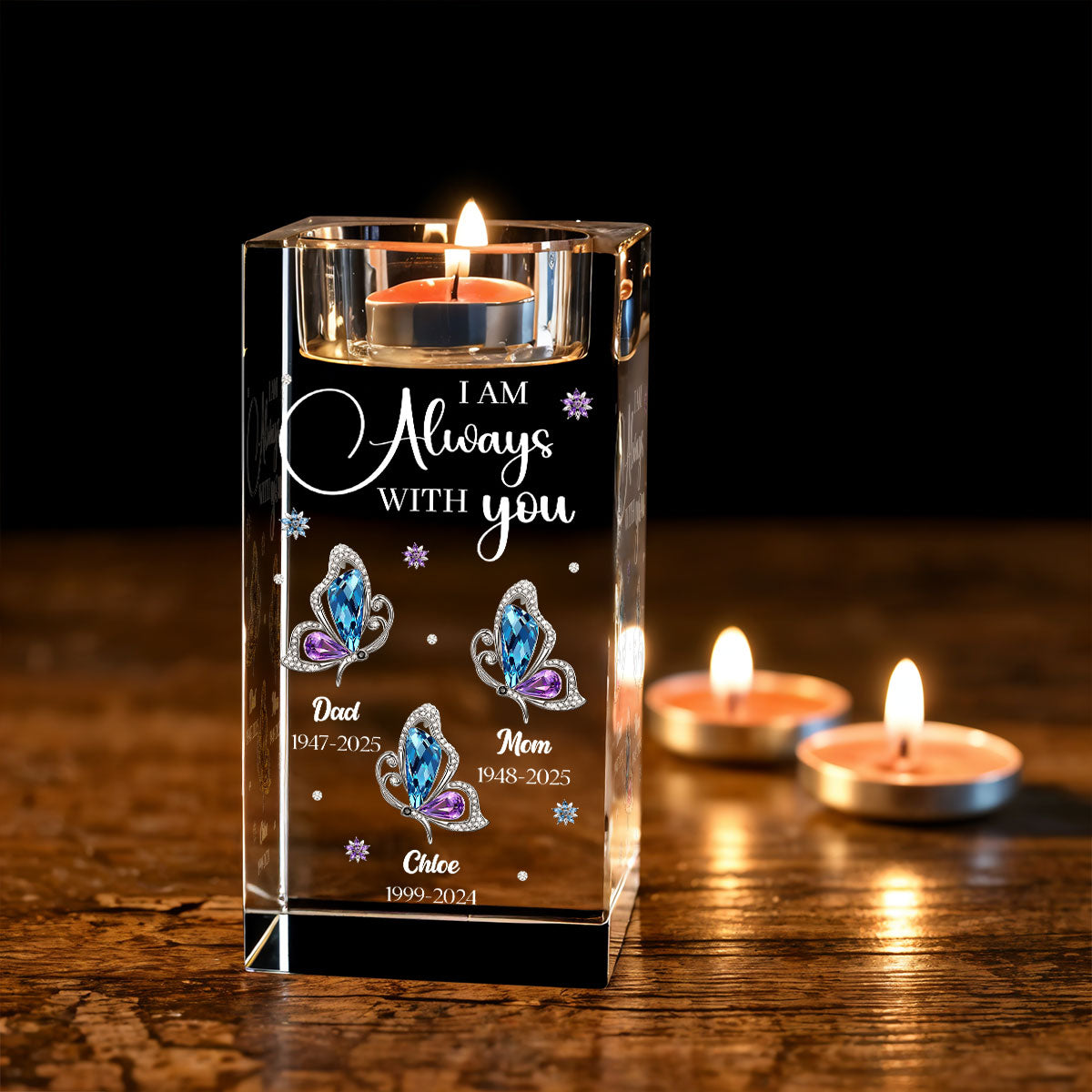 I Am Always With You - Personalized Custom Crystal Candle Holder