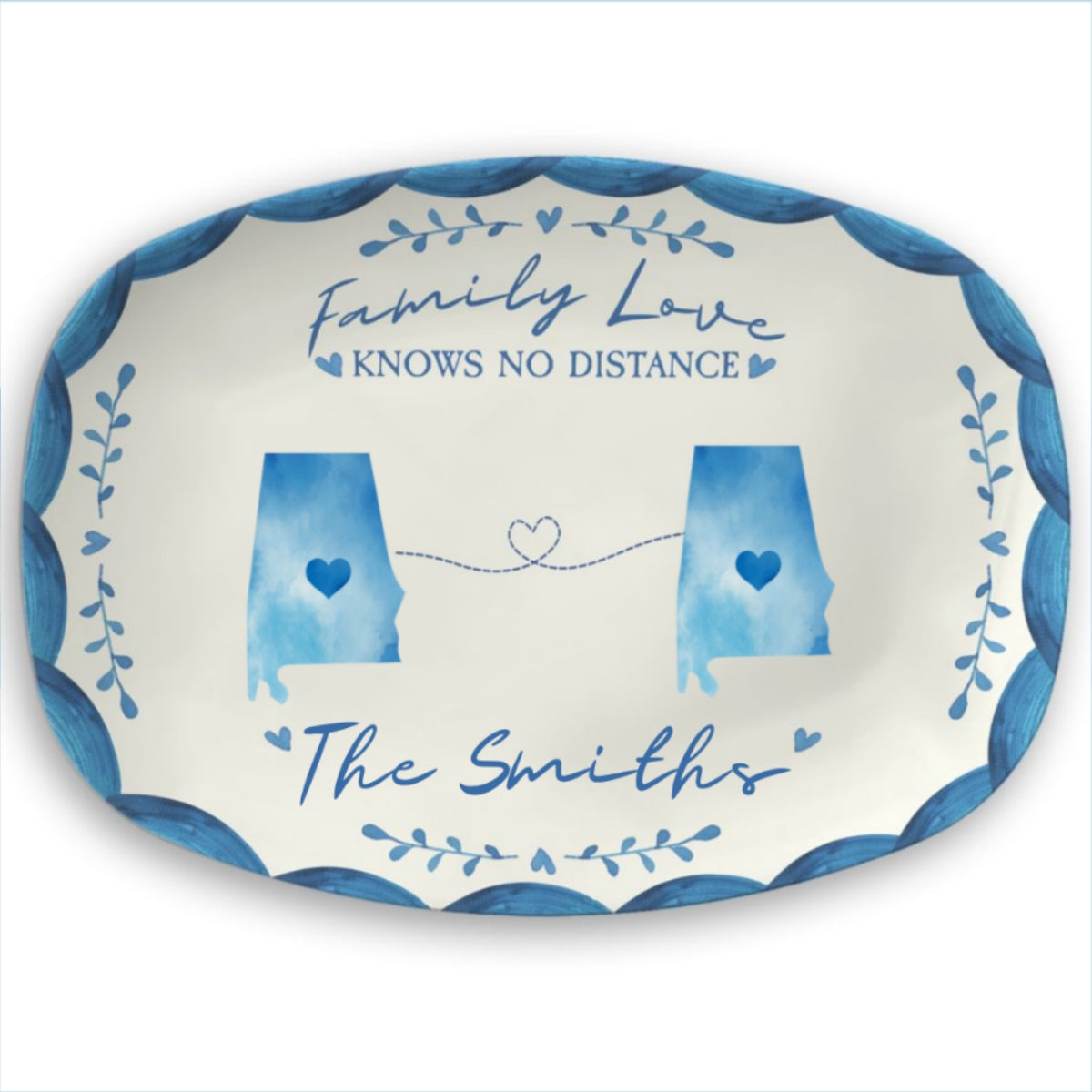Family Love Knows No Distance - Personalized Custom Platter