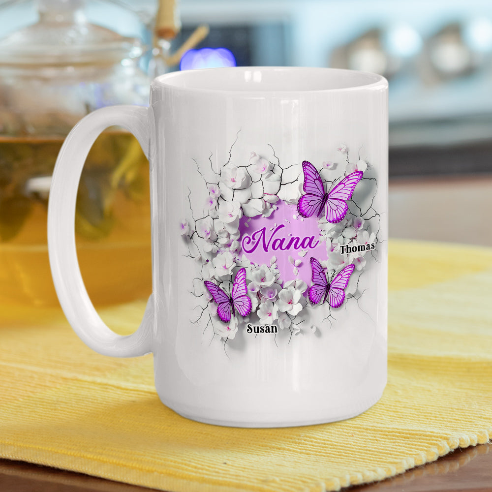 Grandma Butterfly - Personalized Custom 3D Inflated Effect Coffee Mug