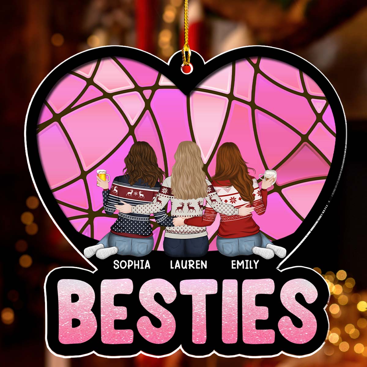 Christmas Besties - Personalized Custom Acrylic Ornament