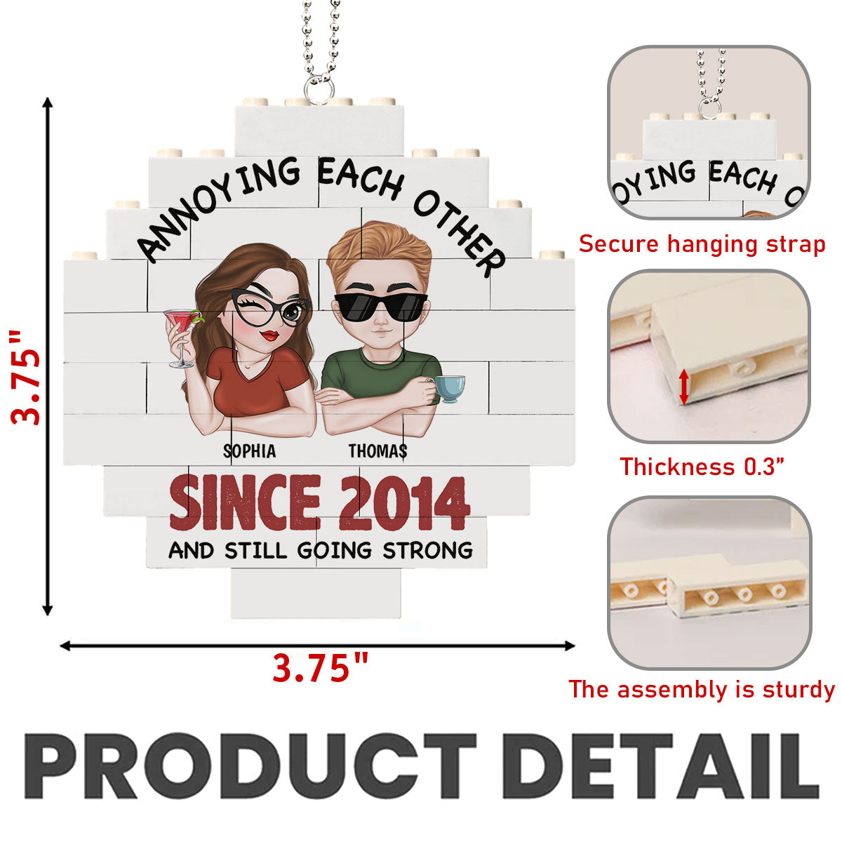 Annoying Each Other - Personalized Custom Puzzle Car Ornament