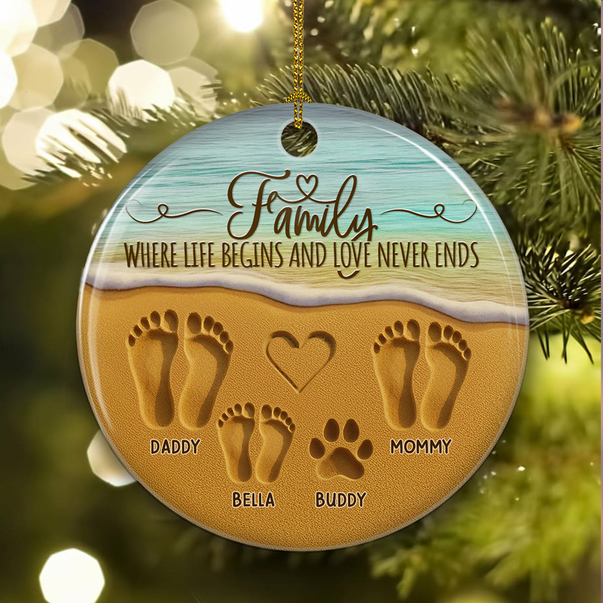 Where Love Never Ends - Personalized Custom Ceramic Ornament