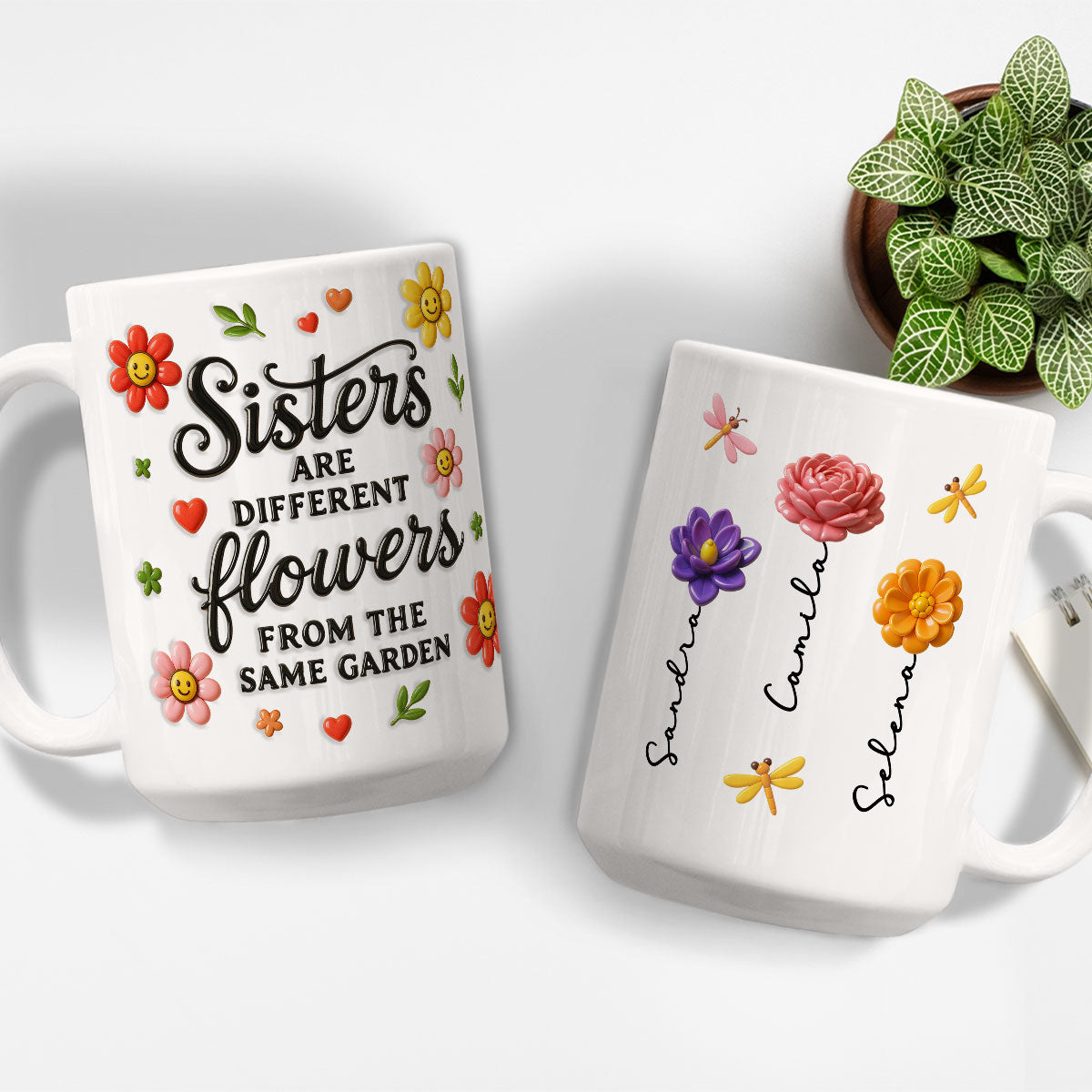Sisters Bloom With Unique Grace - Personalized Custom 3D Inflated Effect Mug