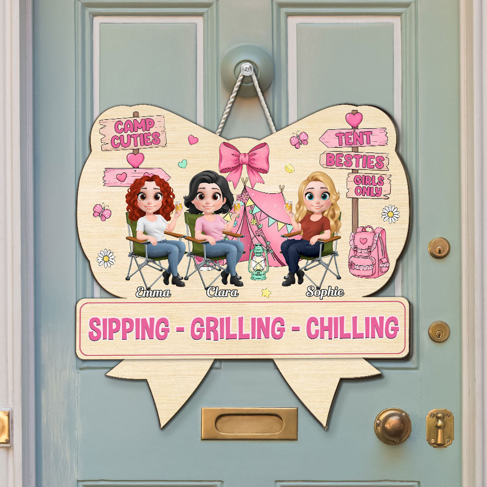 Girl Trip Camping - Personalized Custom Wood Sign