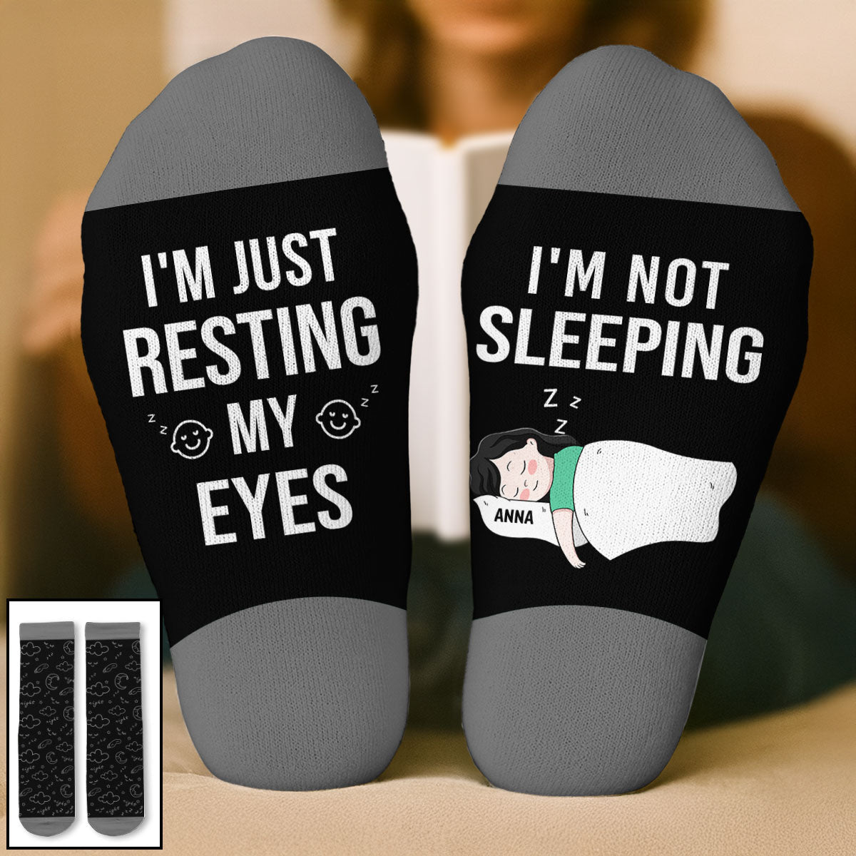 I Am Just Resting My Eyes - Personalized Custom Crew Socks
