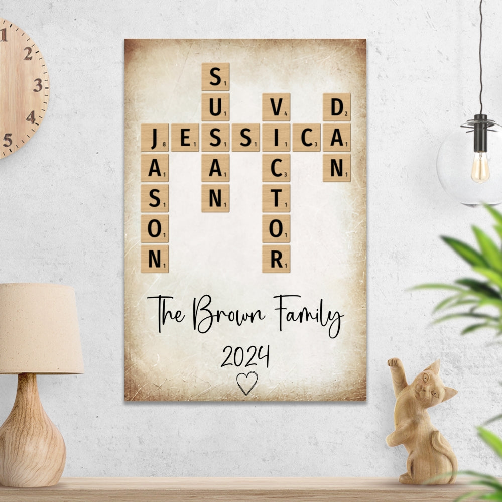 Family Crossword Art  - Personalized Custom Poster