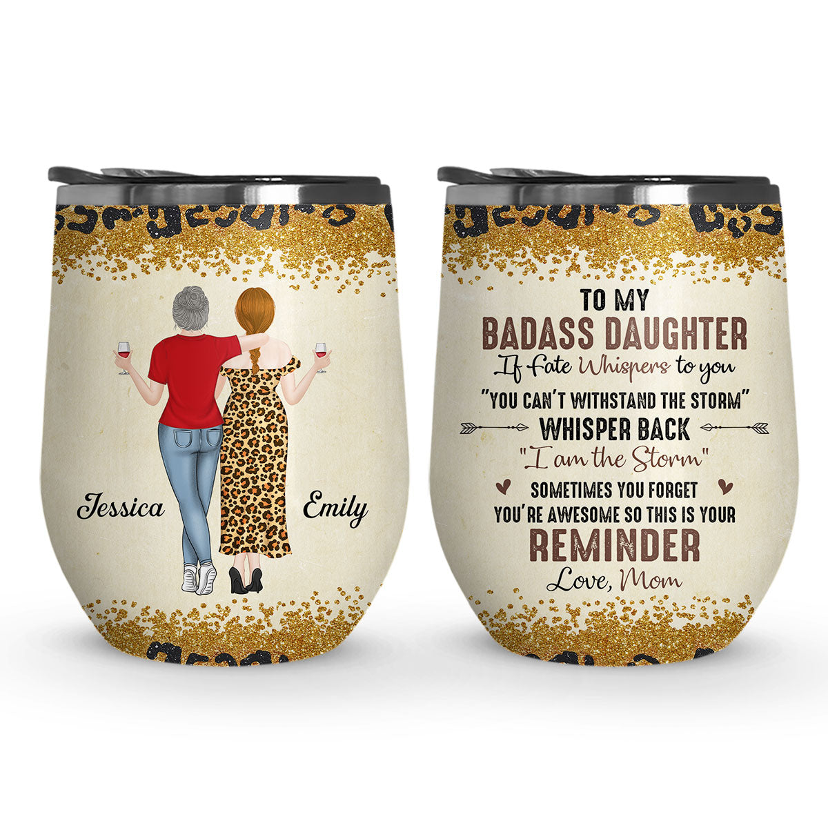 To My Badass Daughter - Personalized Custom Wine Tumbler