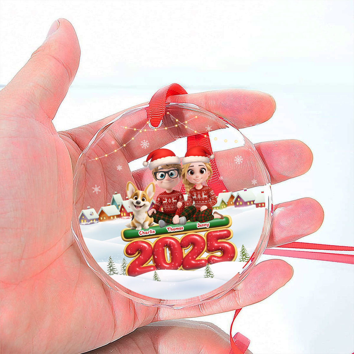 We And Our Dog - Personalized Custom Glass Ornament