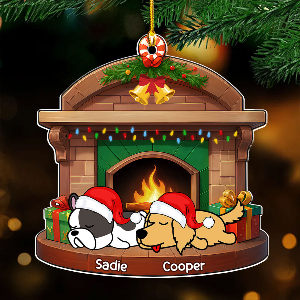 Sleeping Dog Christmas - Personalized Custom Acrylic Ornament