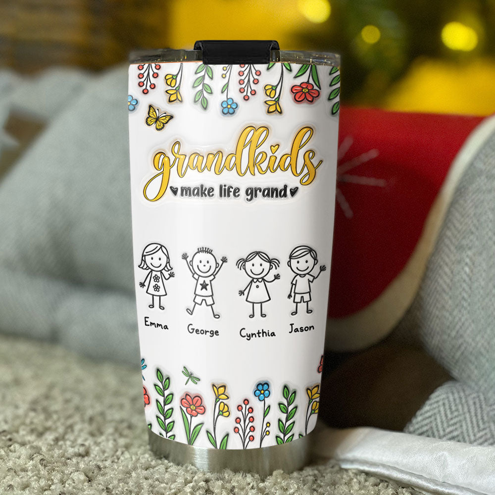 Grandkids Make Life Grand - Personalized Custom 3D Inflated Effect Tumbler