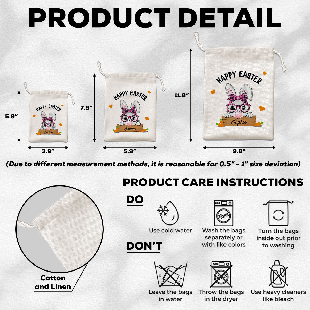 Happy Easter Cute Bunny - Personalized Custom Favor Bag