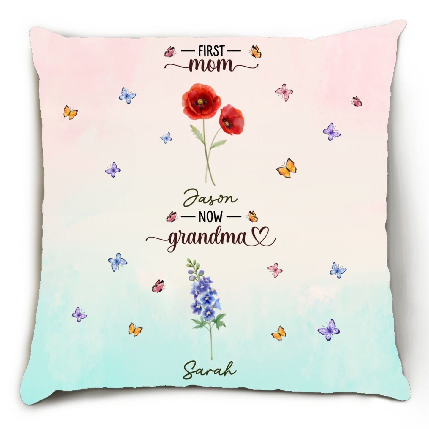 First Mom Now Grandma - Personalized Custom Throw Pillow