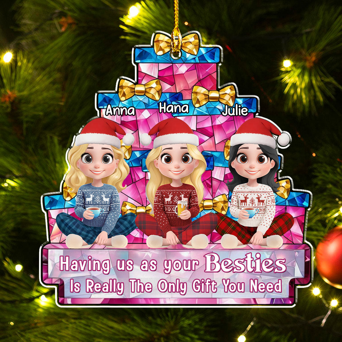 Stacked Presents Best Friends - Personalized Custom Acrylic Ornament