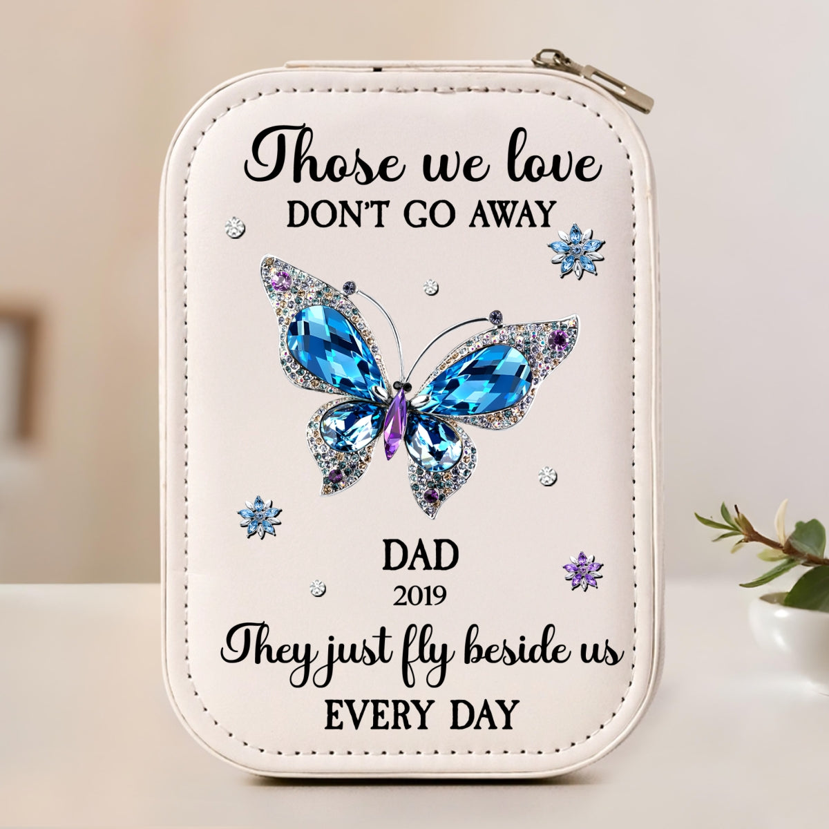 Those We Love Do Not Go Away - Personalized Custom Jewelry Box With LED Mirror