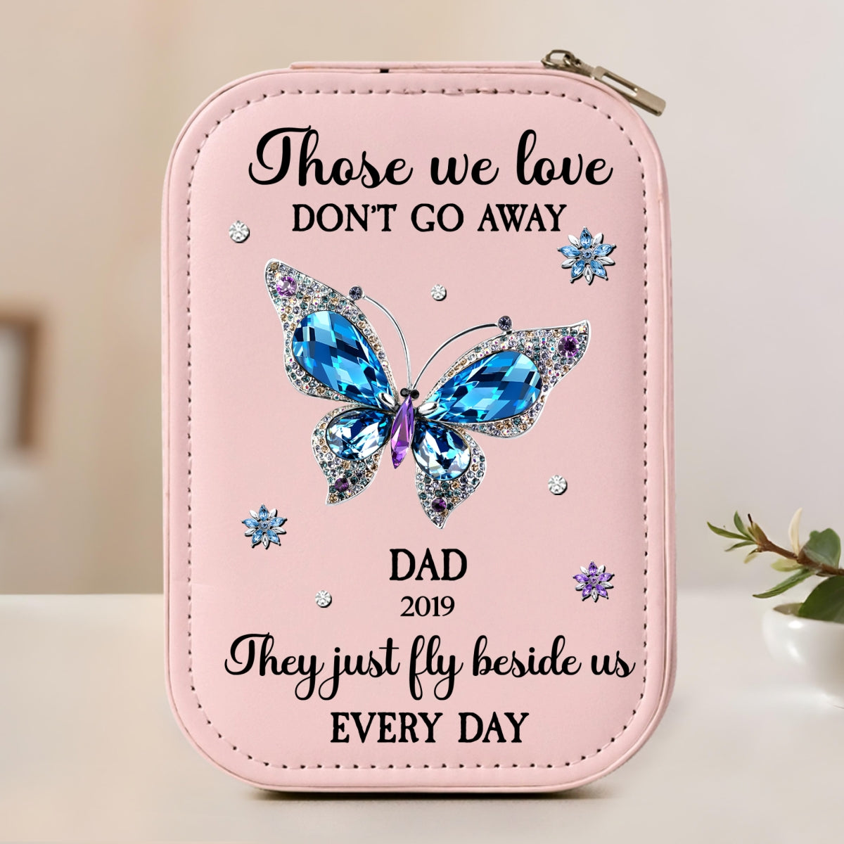 Those We Love Do Not Go Away - Personalized Custom Jewelry Box With LED Mirror