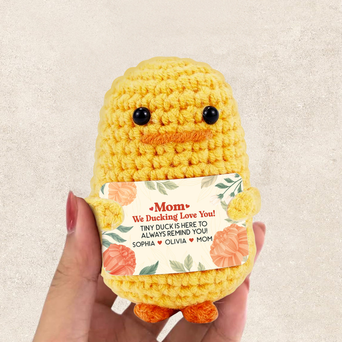 Mom I Ducking Love You - Personalized Custom Duck Crocheted Plushie With Message