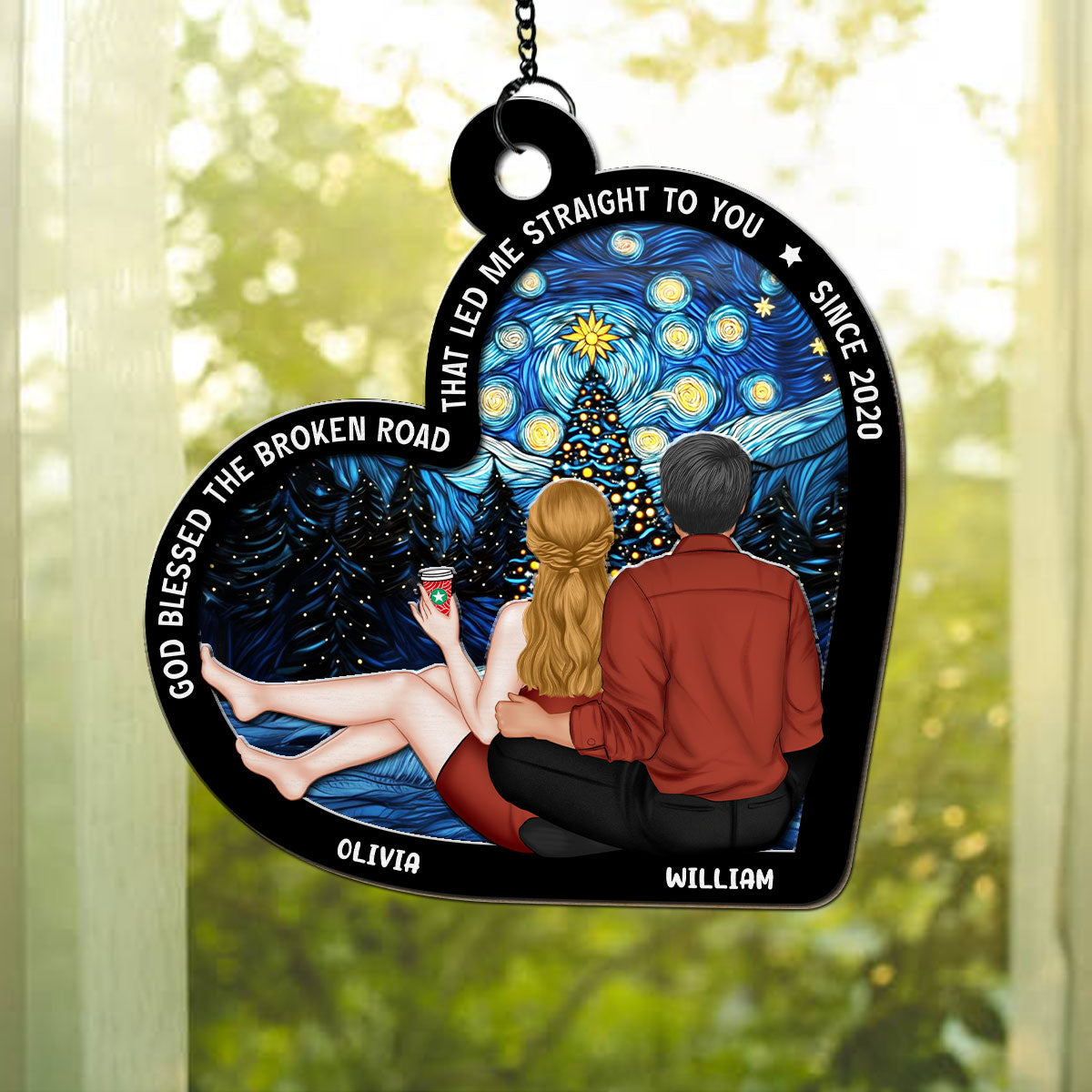 God Blessed The Broken Road - Personalized Custom Suncatcher