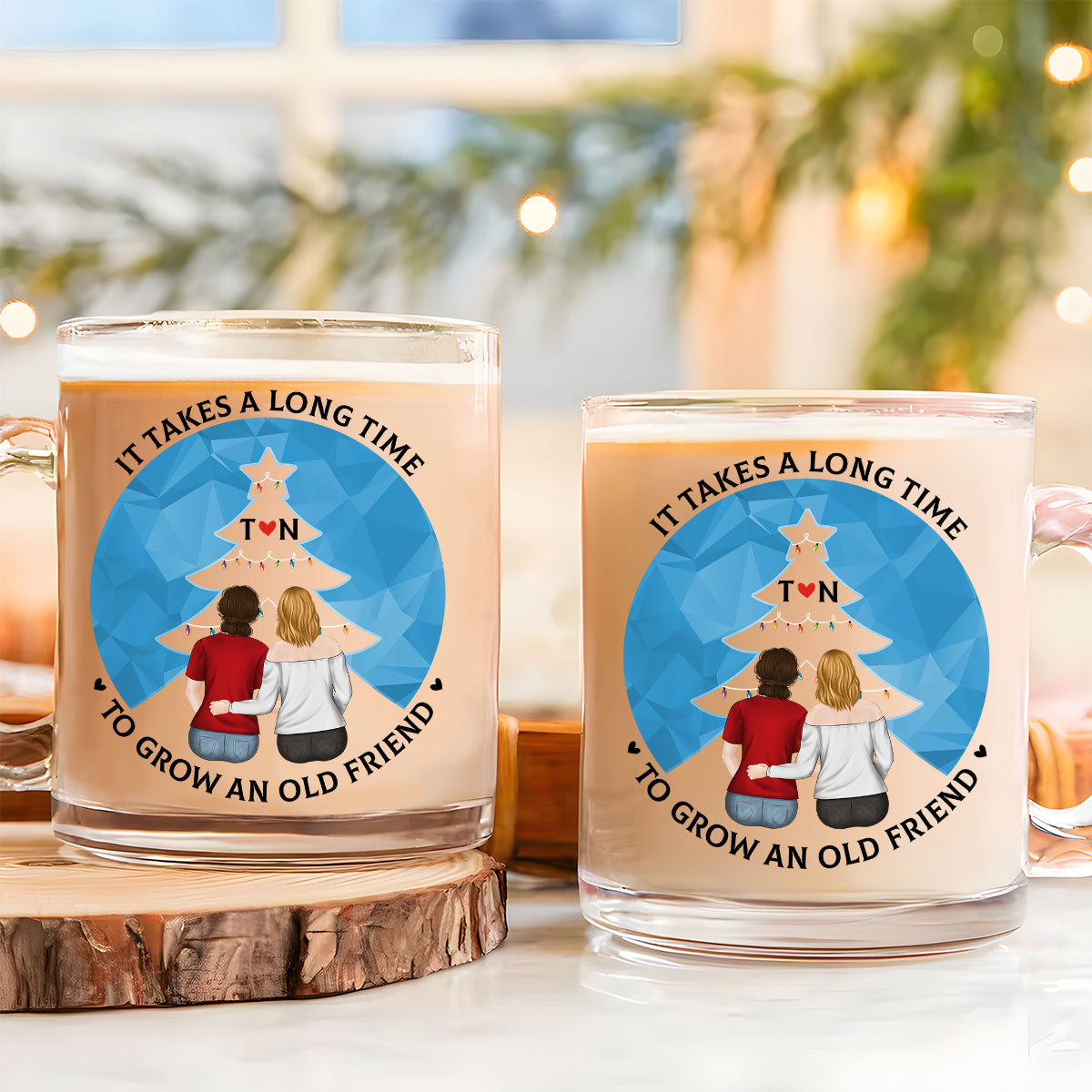 Friendship Grows Over Time - Personalized Custom Glass Mug