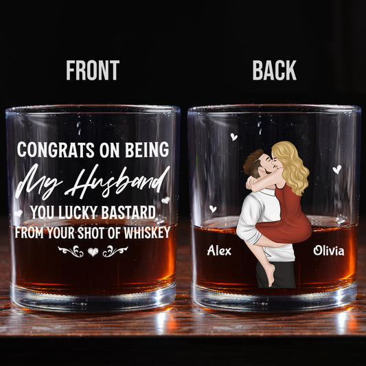 Congrats On Being My Husband - Personalized Custom Whiskey Glass