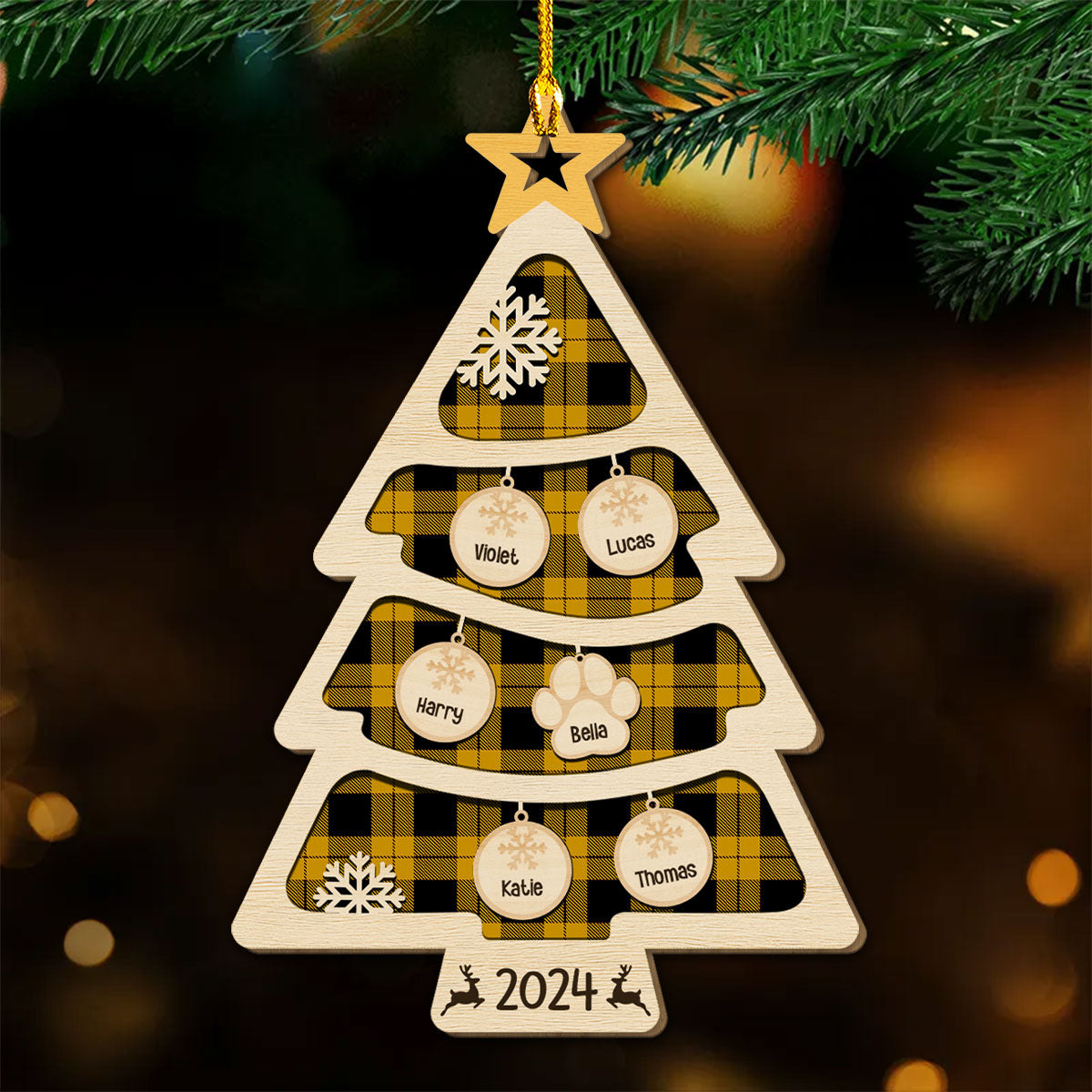 Family Ornament - Personalized Custom Wood Ornament