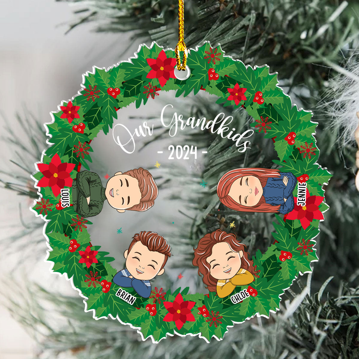 Christmas With My Grandkids - Personalized Custom Acrylic Ornament