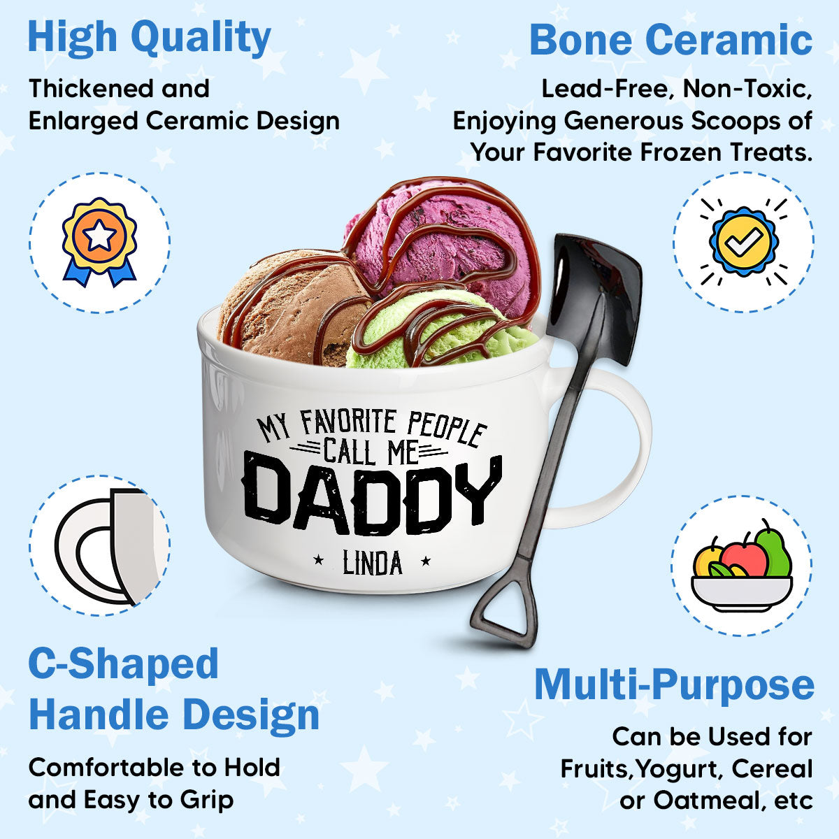 My Beloved People Call Me Daddy - Personalized Custom Ceramic Bowl