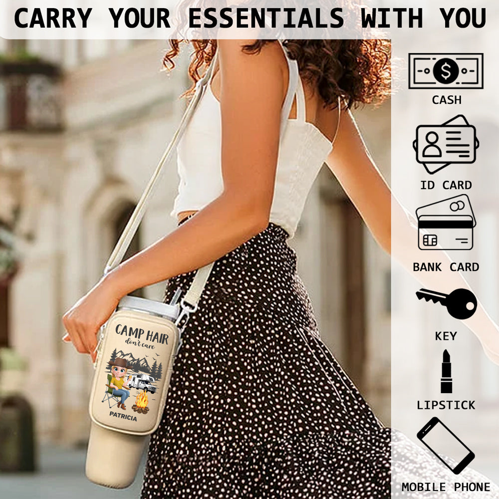 Camp Hair Do Not Care - Personalized Custom Water Bottle Carrier Bag