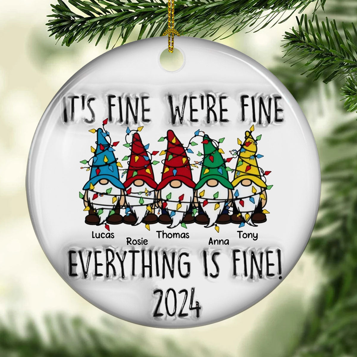 Everything Is Fine Coworkers - Personalized Custom 3D Inflated Effect Ceramic Ornament