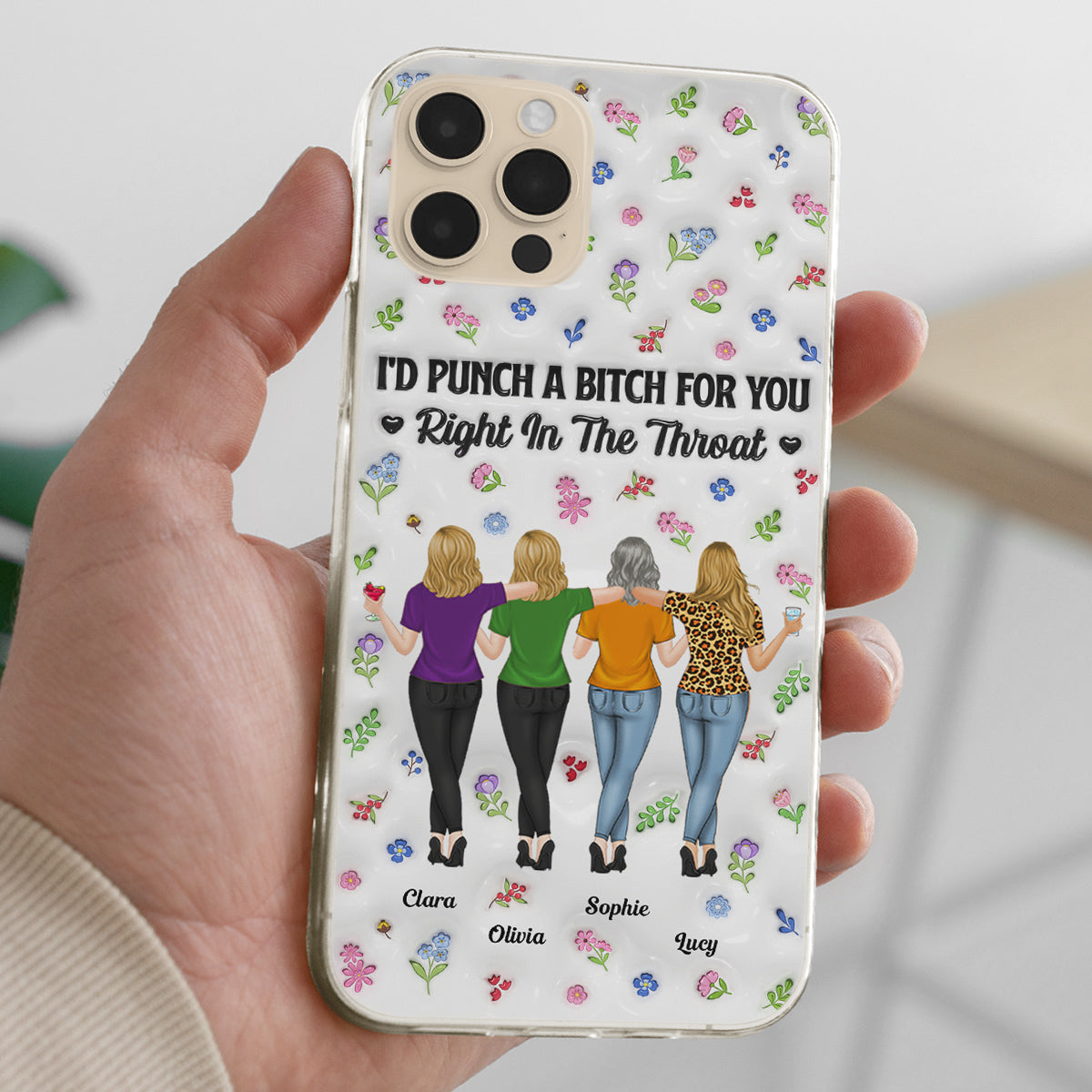 Punch Bitch Besties - Personalized Custom 3D Inflated Effect Phone Case