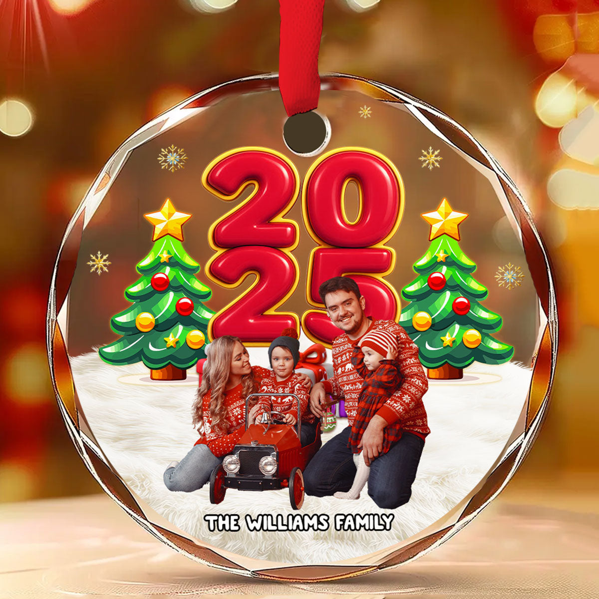 You Me And Our Kid Pet Photo - Personalized Custom Glass Ornament