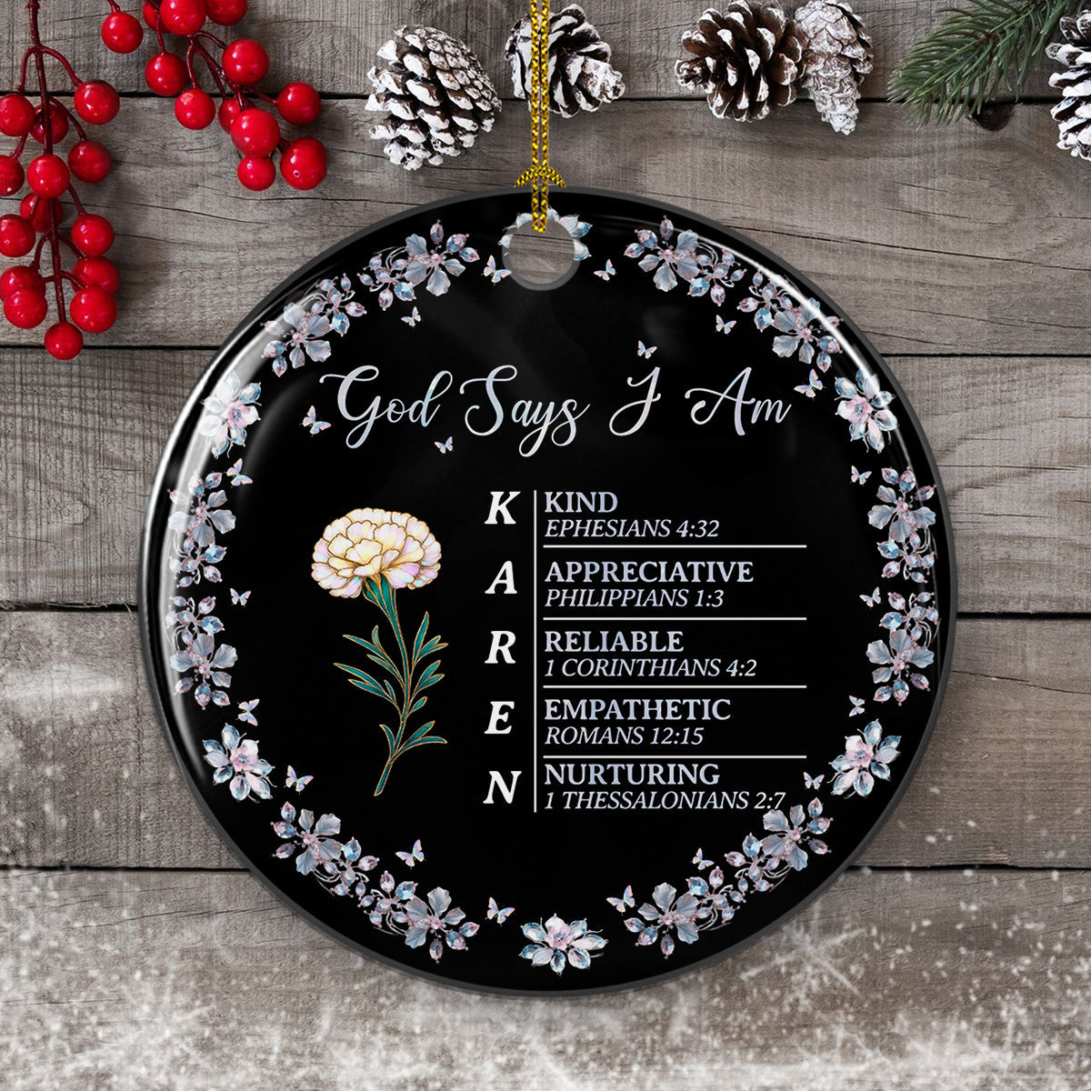 God Says I Am - Personalized Custom Ceramic Ornament