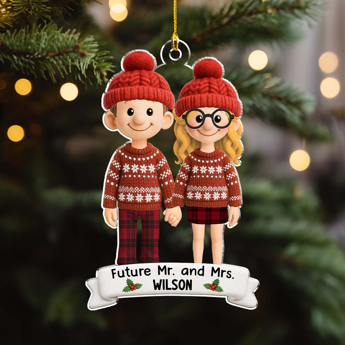 Future Mr. and Mrs. Couple - Personalized Custom 3D Effect Acrylic Ornament
