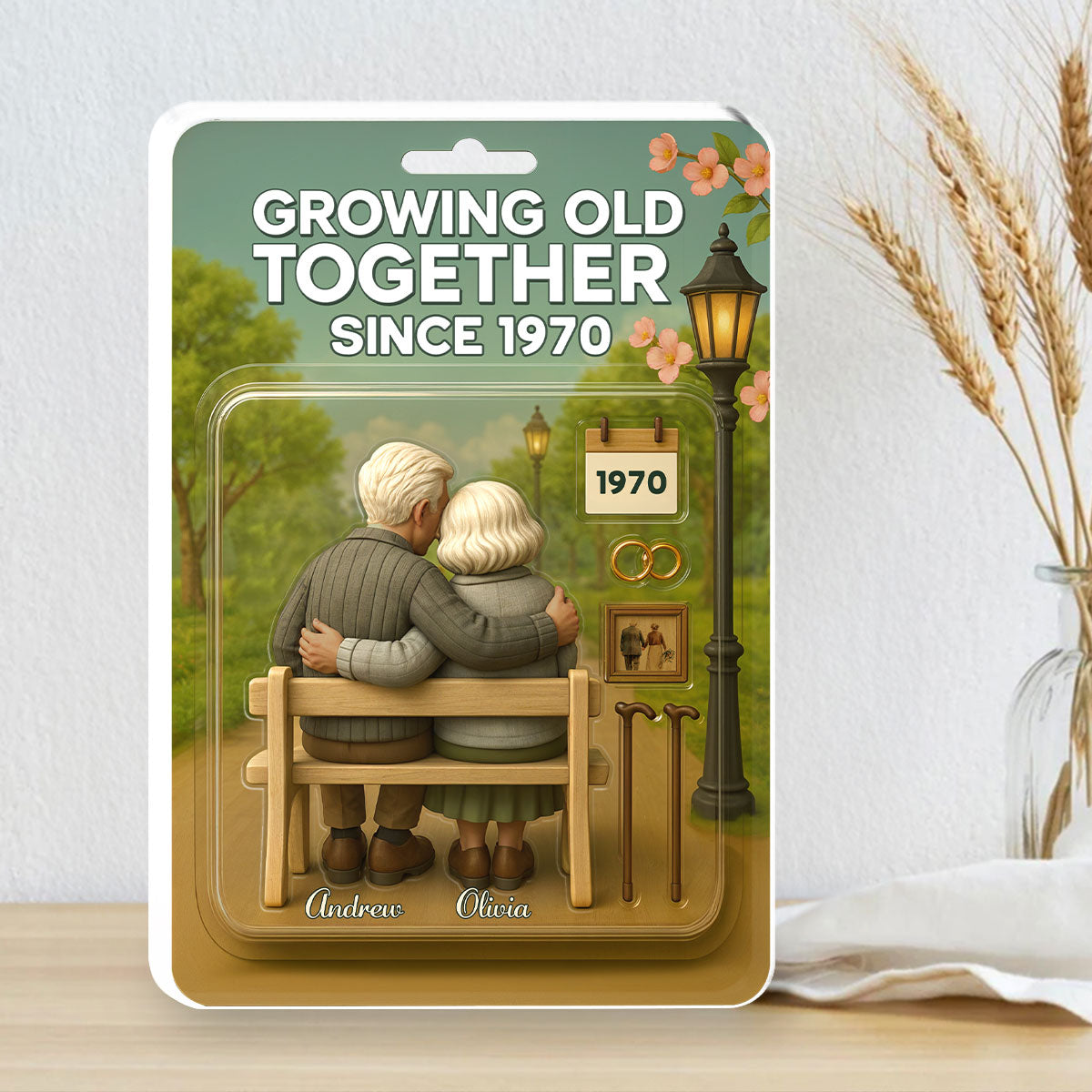 Growing Old Together Figure - Personalized Custom Acrylic Plaque