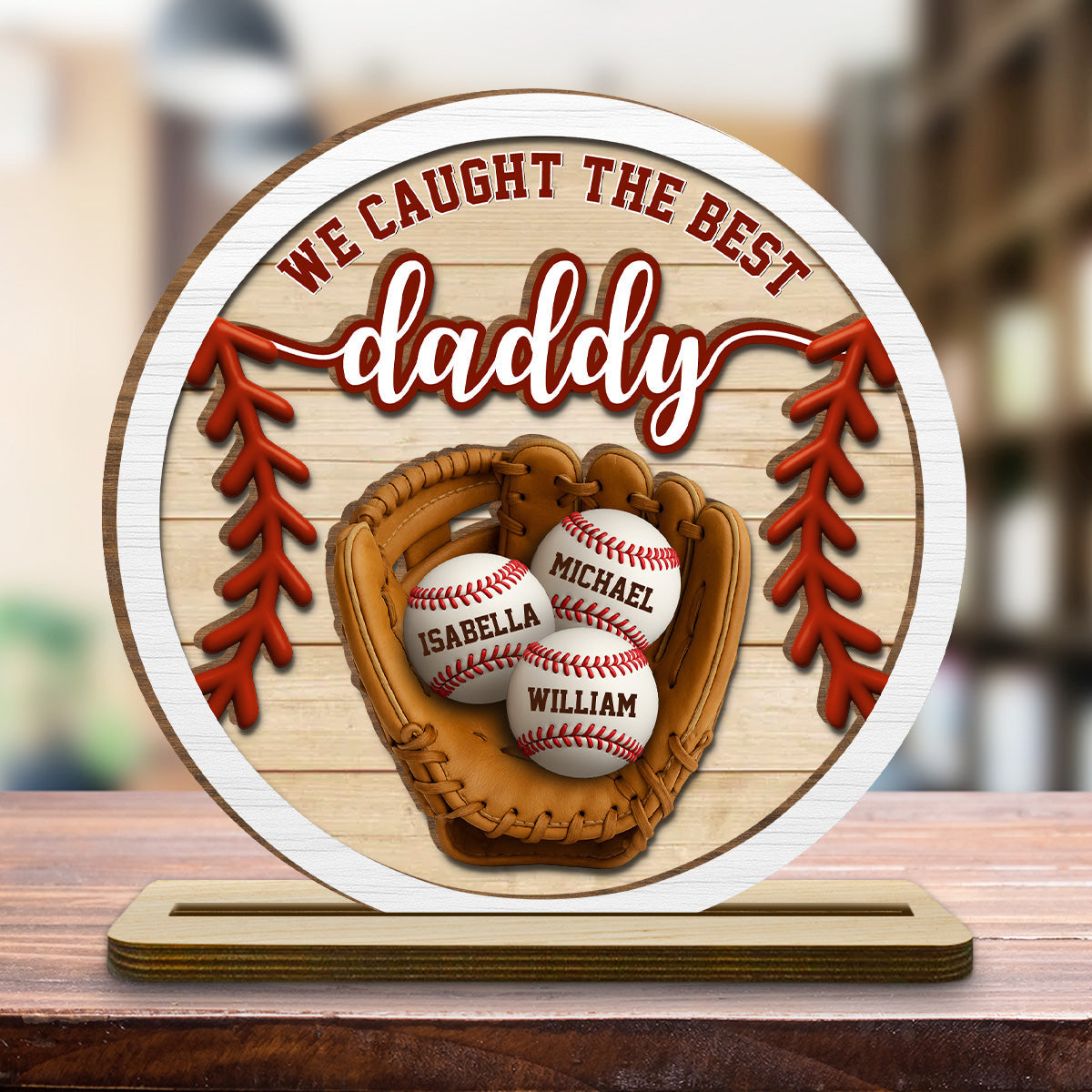 Daddy Team - Personalized Custom 2-Layer Wood Plaque With Flat