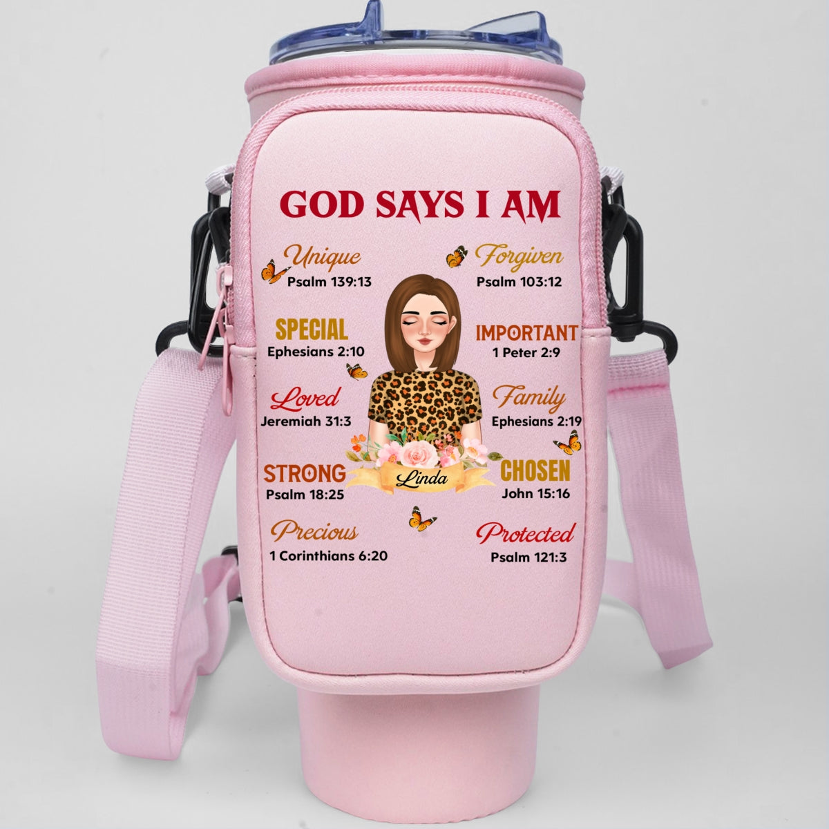 God Says I Am - Personalized Custom 40oz Water Bottle Carrier Bag