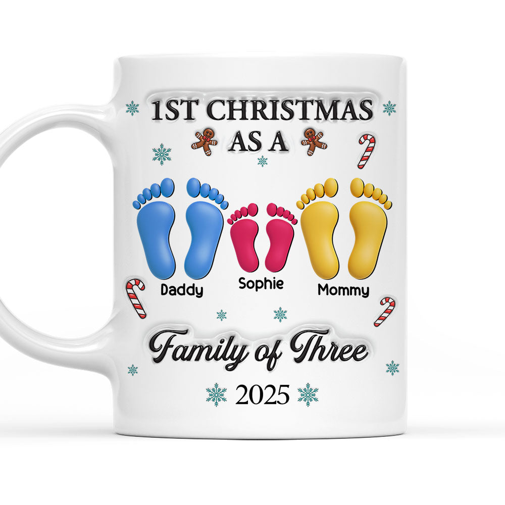 Our First Christmas - Personalized Custom 3D Effect Coffee Mug
