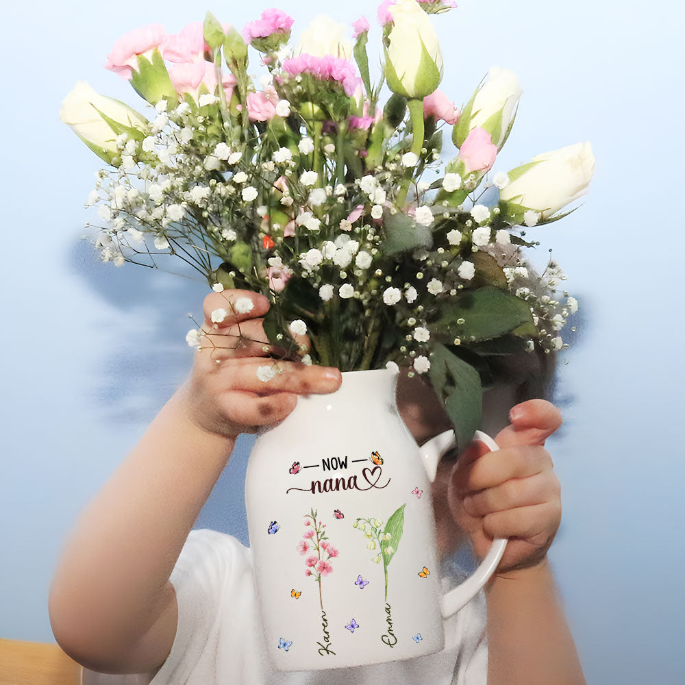 First Mom Now Grandma - Personalized Custom Flower Vase