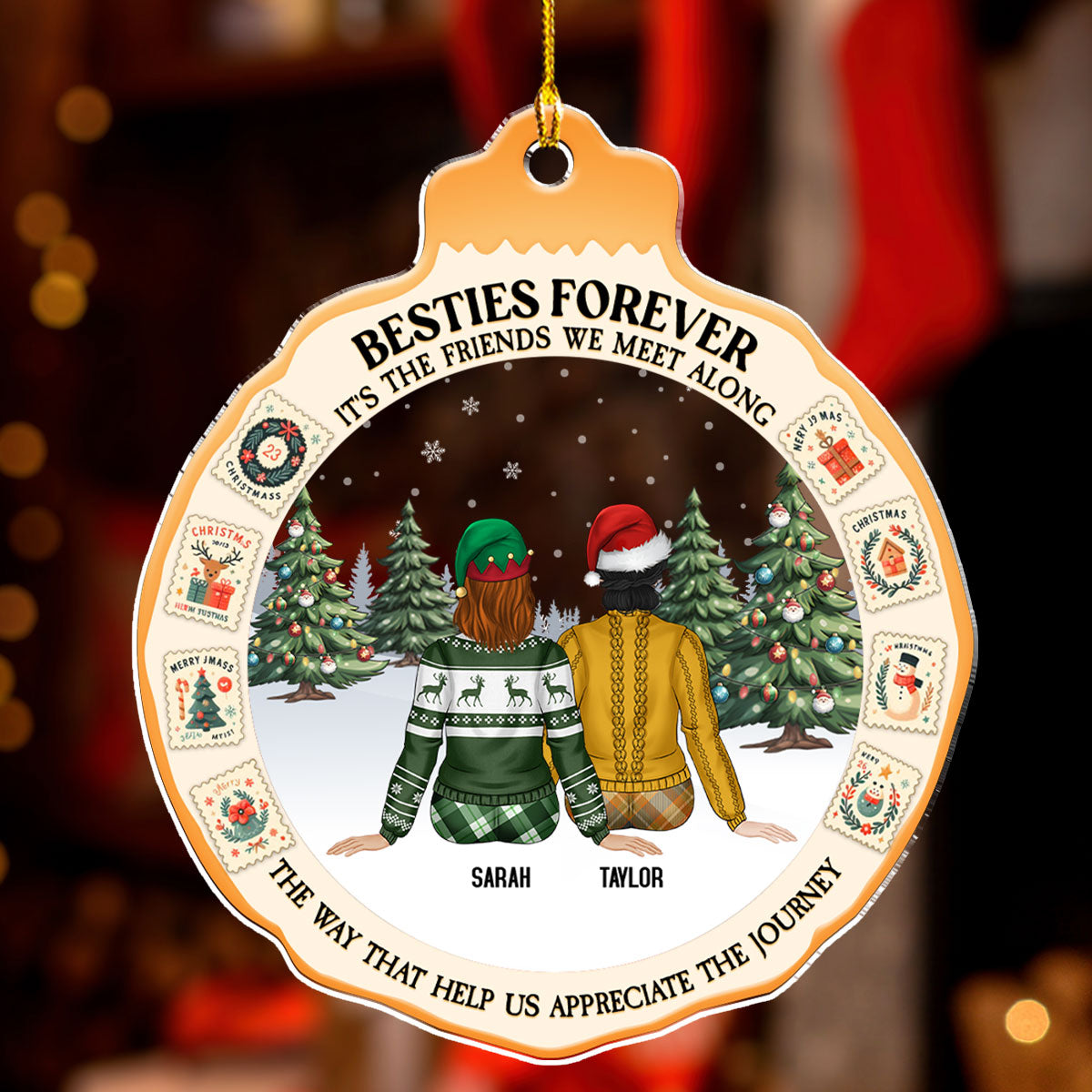 Distant Sisters - Personalized Custom Acrylic Ornament