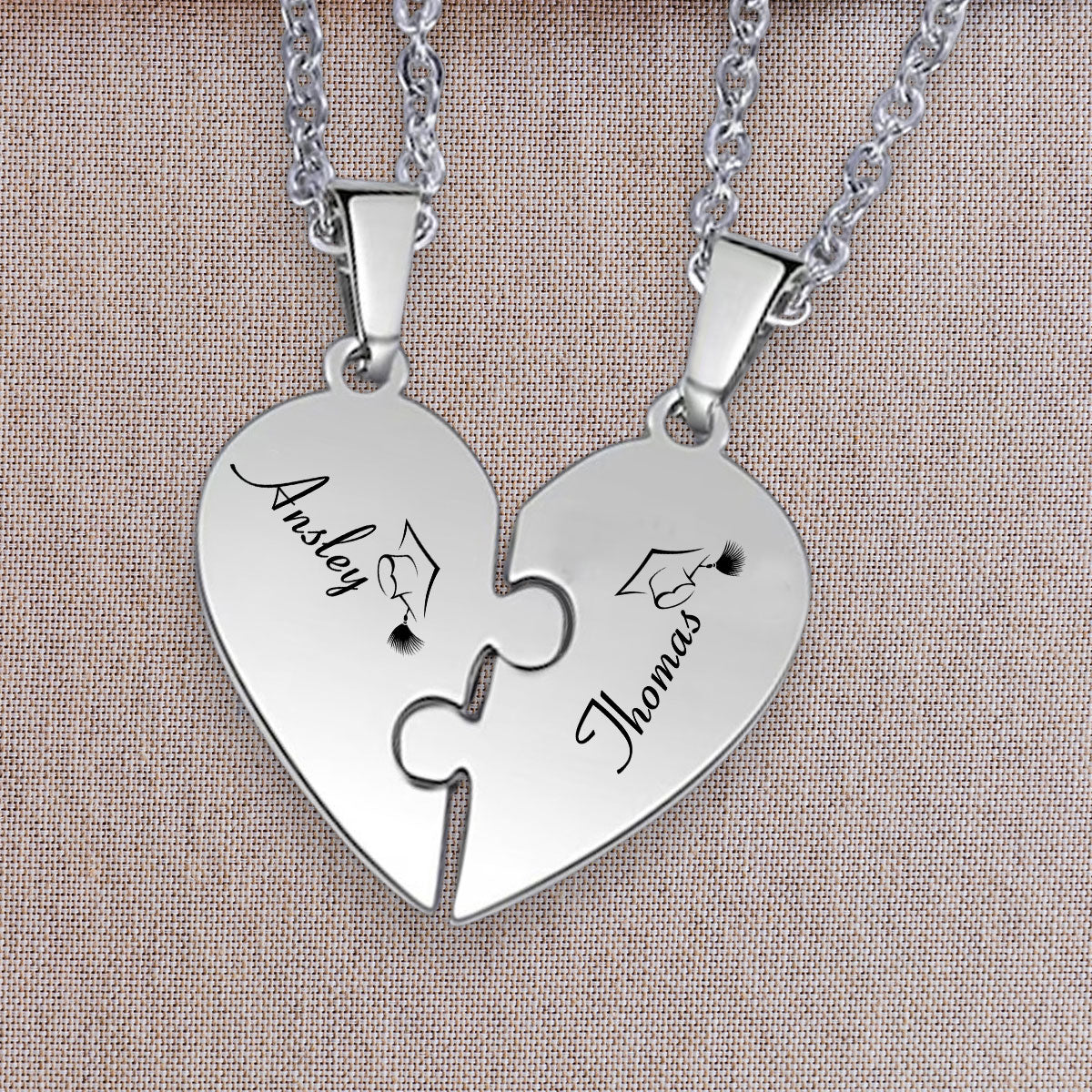 Happy Graduation - Personalized Custom Heart Puzzle Necklace