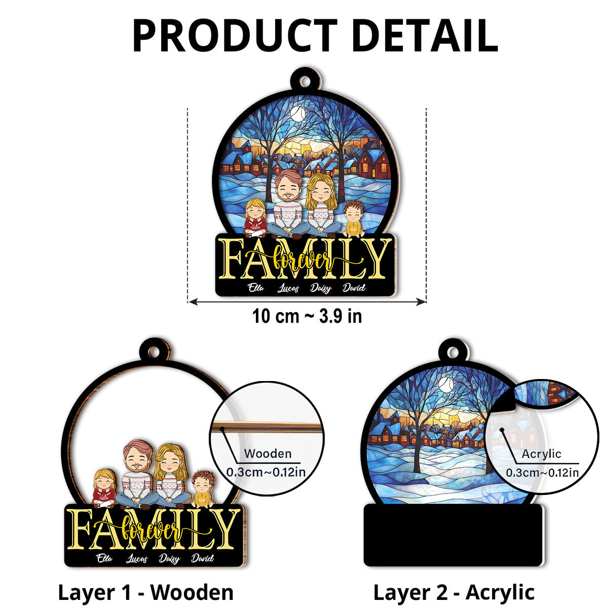 Family Forever - Personalized Custom Suncatcher Ornament