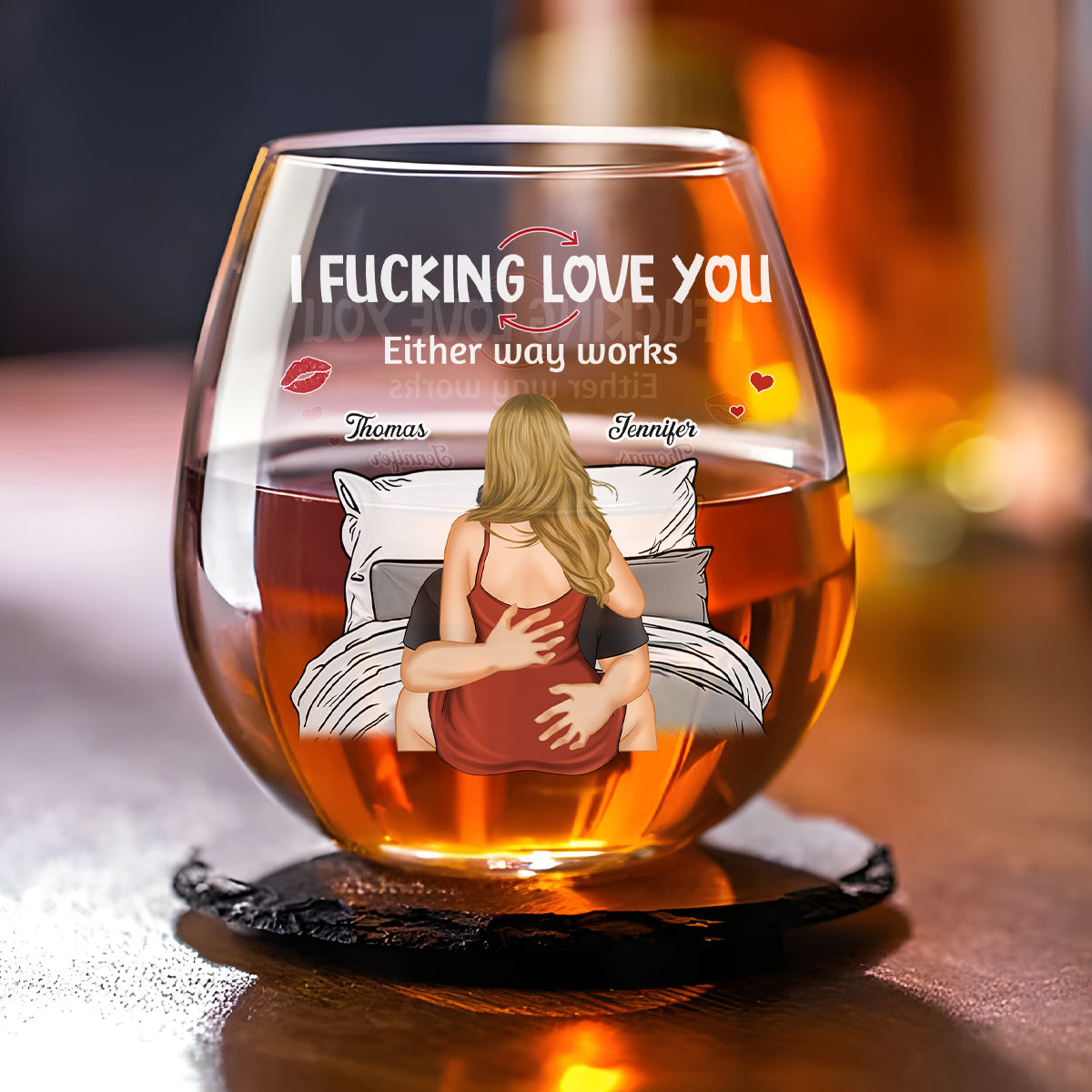 I Love You - Personalized Custom Wine Glass