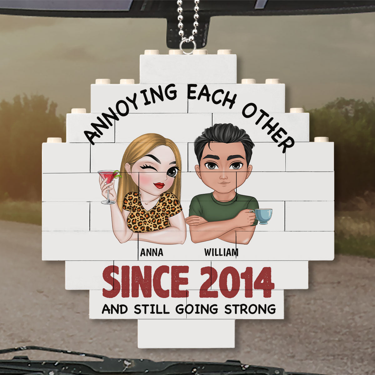 Annoying Each Other - Personalized Custom Puzzle Car Ornament
