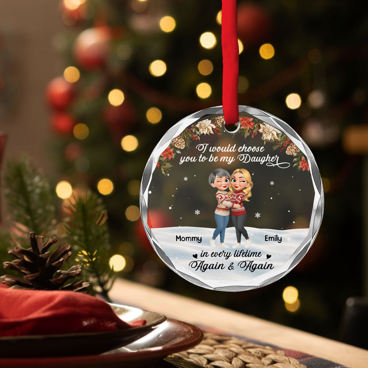 My Daughter My Eternal Gift - Personalized Custom Glass Ornament