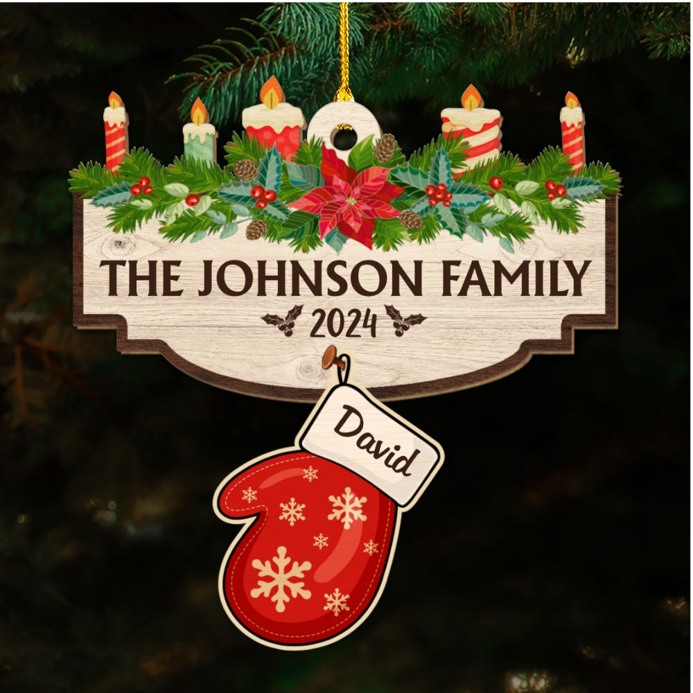 Family With Pet Ver 2 - Personalized Custom Wood Ornament